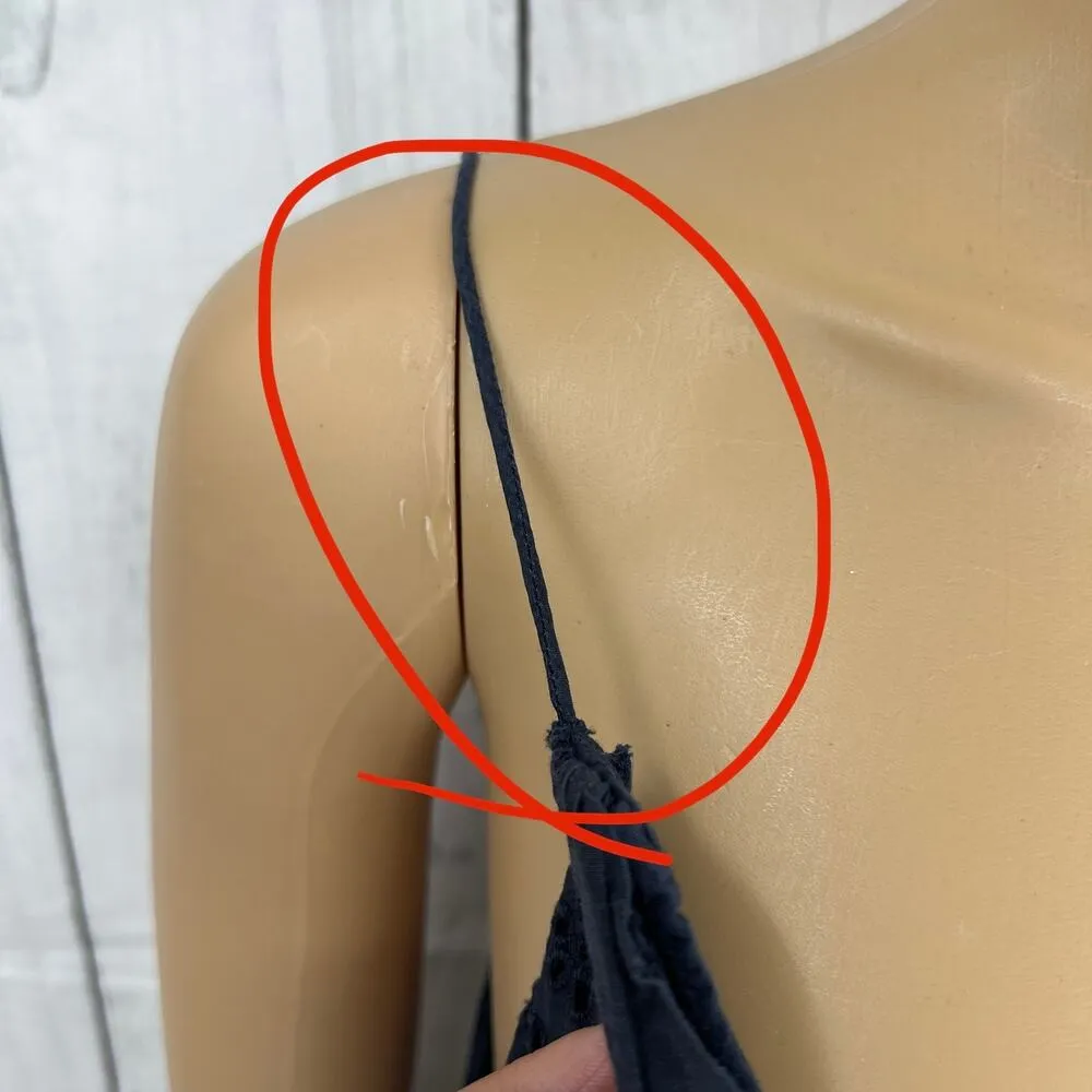 Joie XL Chani Womens Navy Blue Floral Silk Blend Eyelet Strappy Crop Top - Image 8