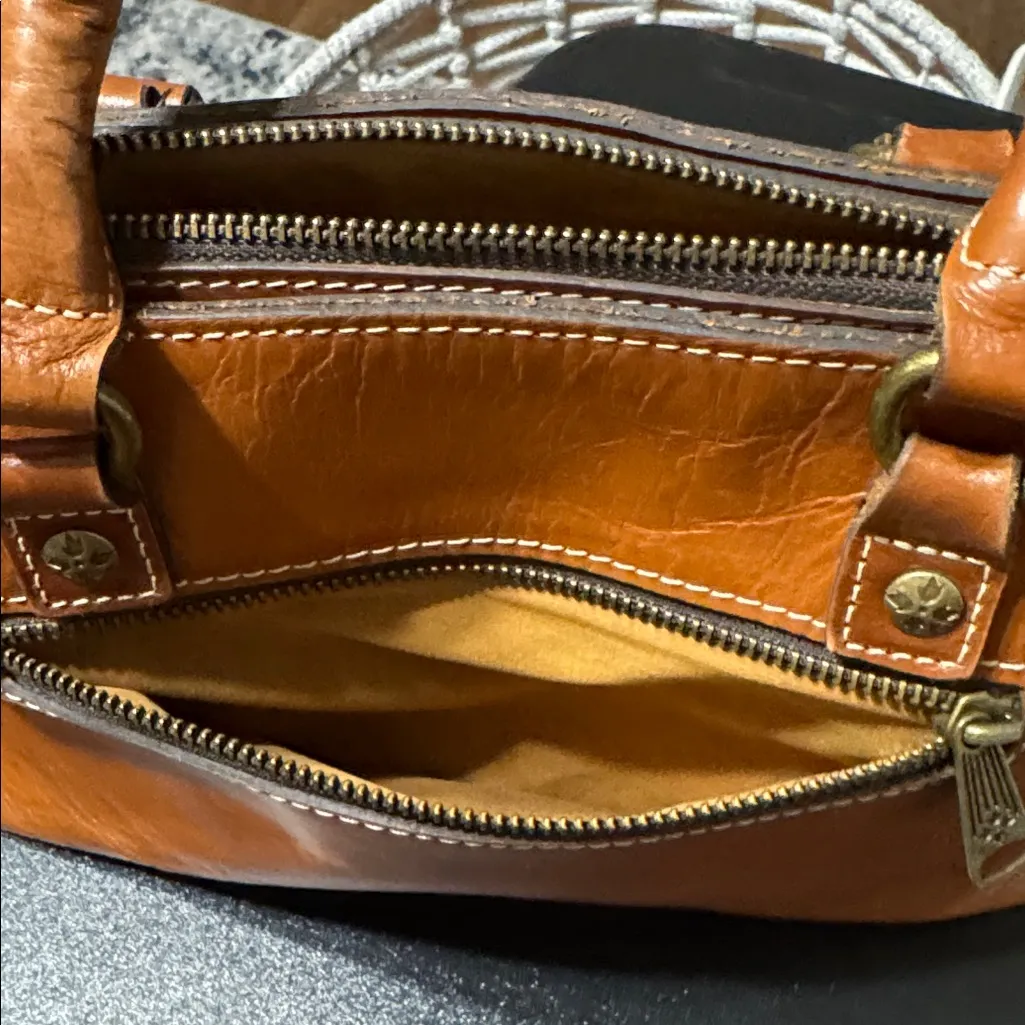 Patricia Nash Cognac Leather Satchel - Image 9