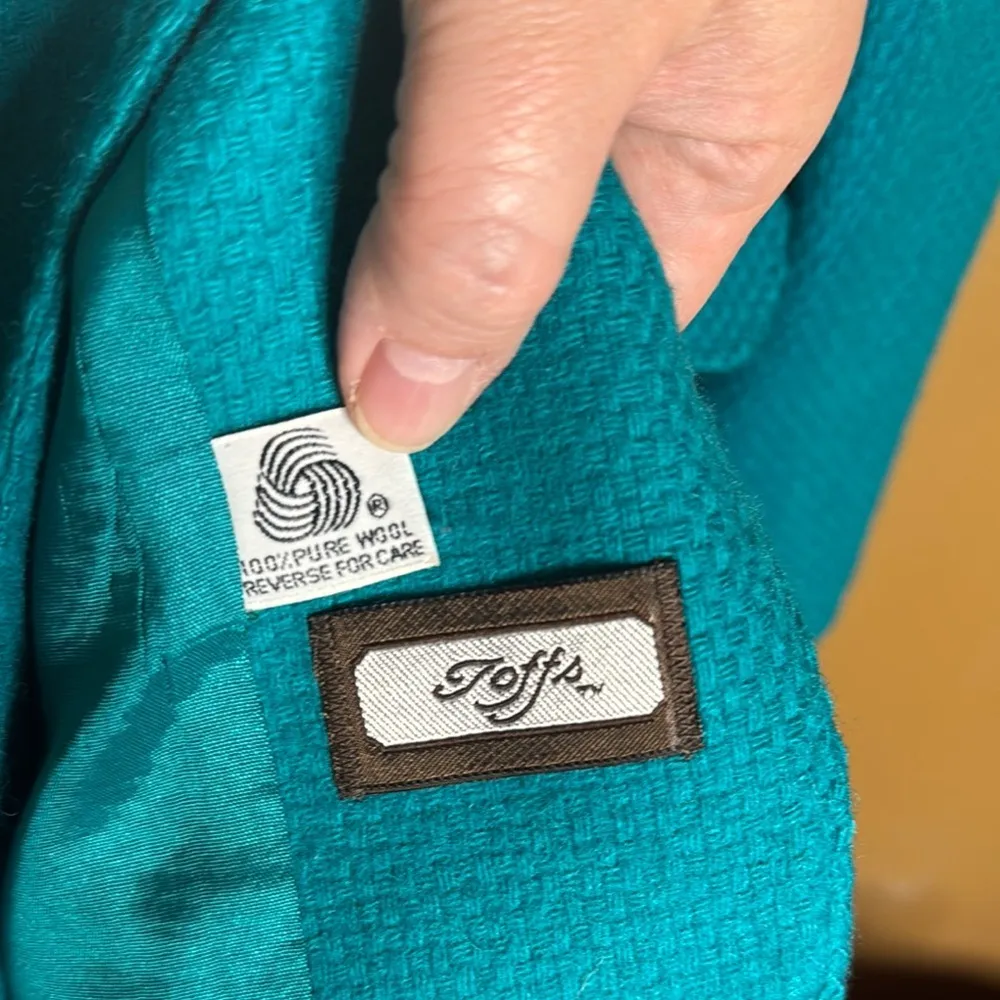 Vintage 80’s Toffs Womens Jacket Suit Blazer 100% Pure Wool Teal Large Sz Large Blue - Image 7