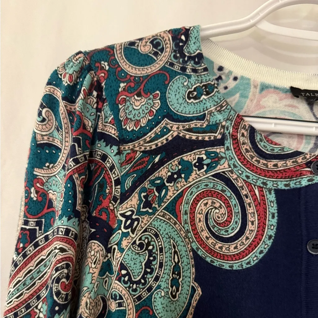 TALBOTS Charming Cardigan - Bright Paisley Size M - Image 7