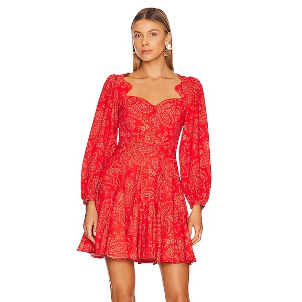 RHODE Torri Mini Dress in Autumn Fern Bramble Berry‎ Red Size XS - Image 2