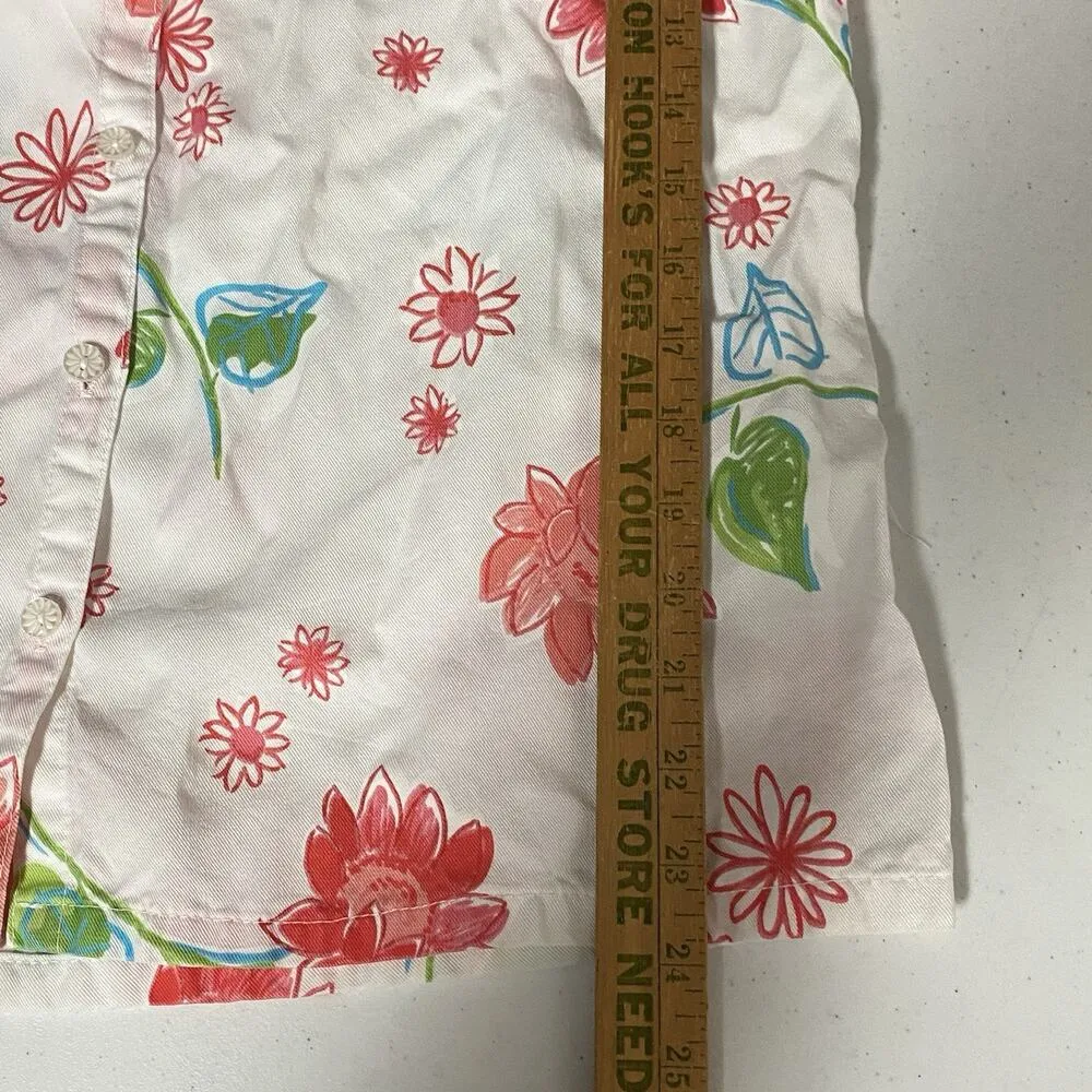 Fresh Produce Shirt Women Medium White Floral Button Tencel Coastal Cottagecore - Image 7