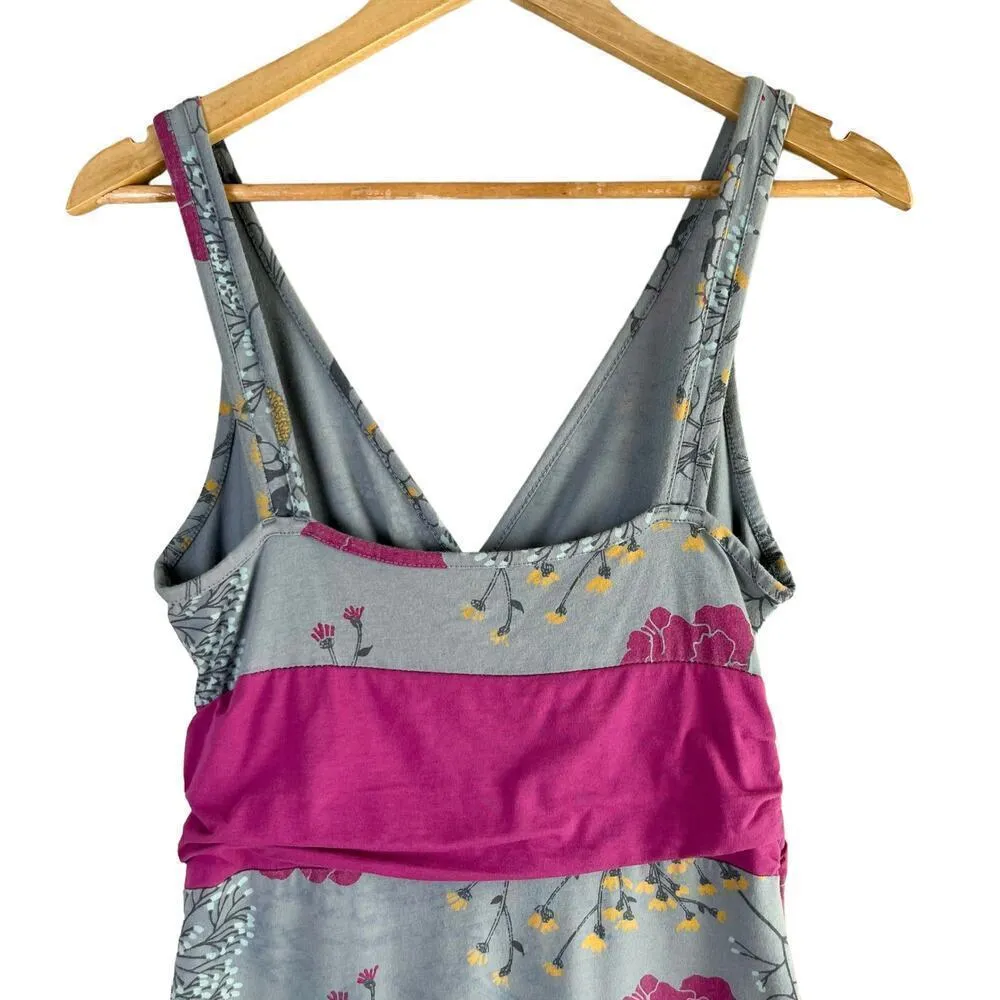 Patagonia Margot Organic Cotton Dress‎ in Grey Pink Floral Sleeveless, Small - Image 10