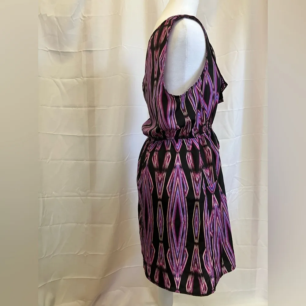 As U Wish Purple and Black Sleeveless V-Neck Midi Sundress - Image 2