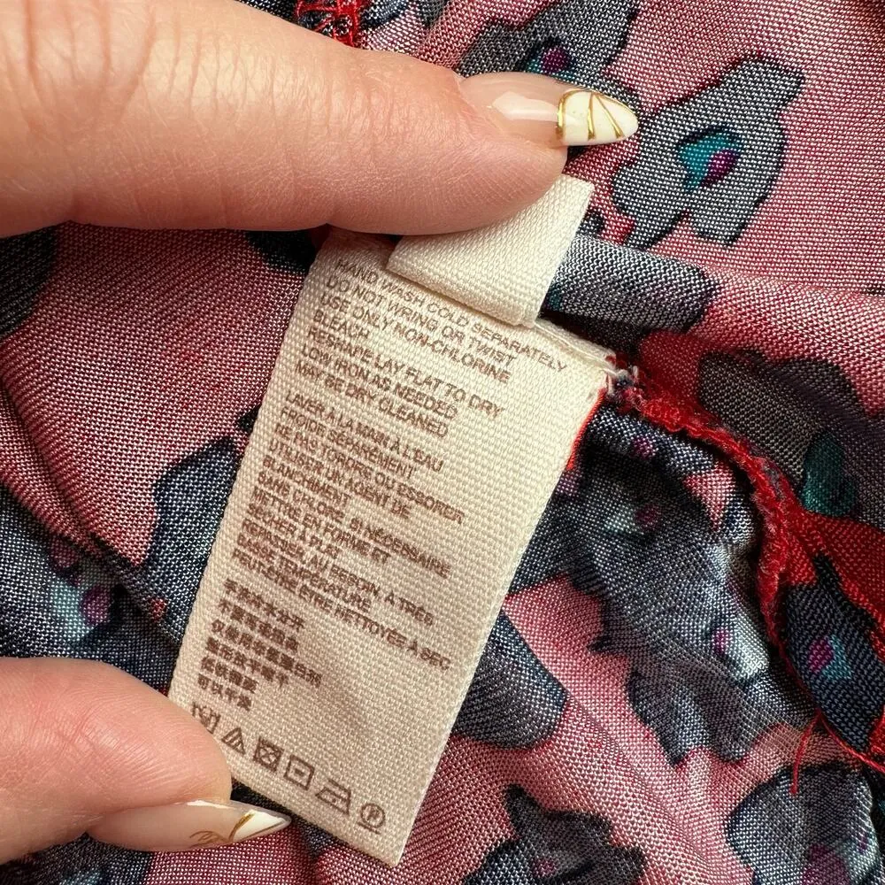 Free People Merlot Combo Love Letter Red & Blue Floral Size Small - Image 12