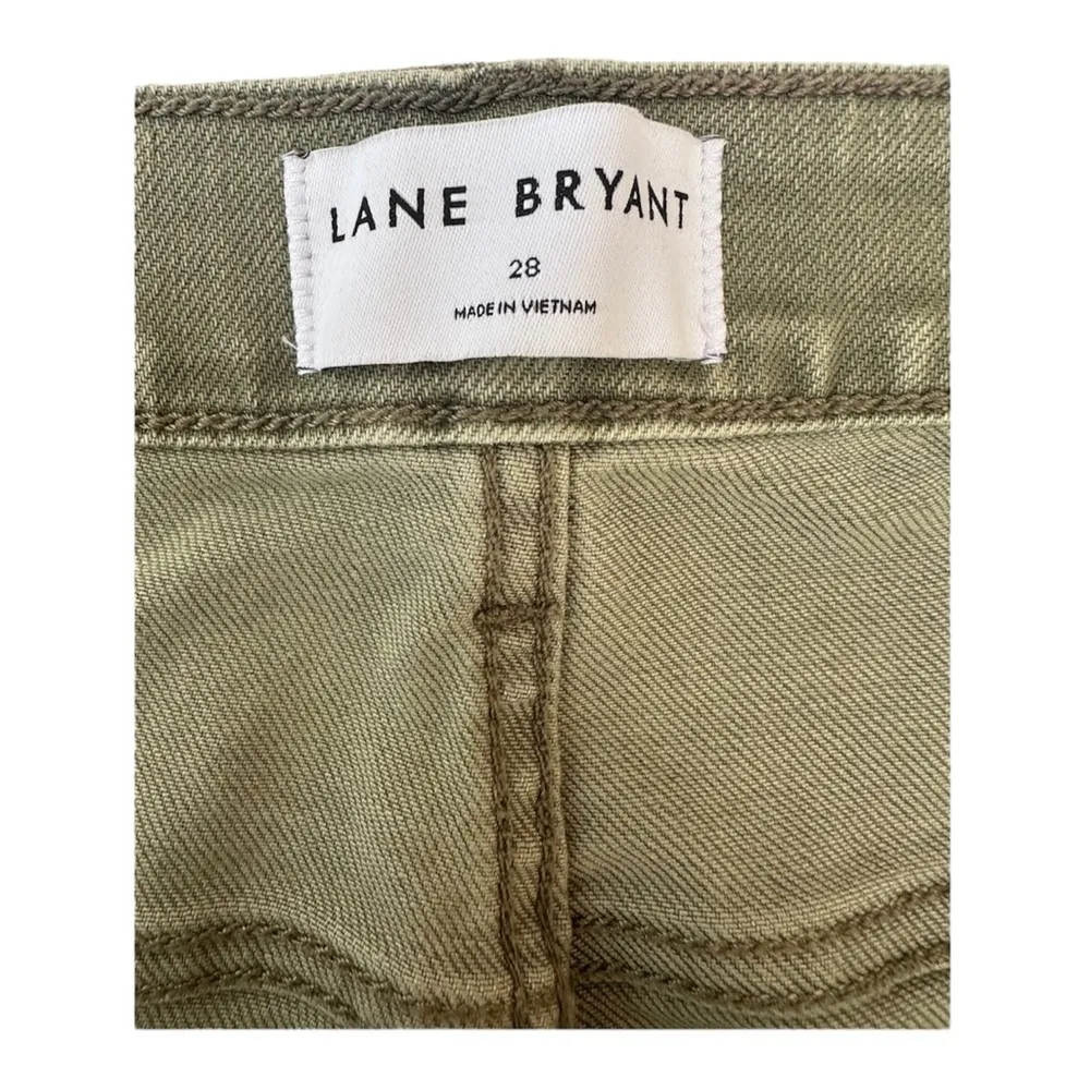 Signature Fit Mid Rise Midi Shorts Denim Olive Green Plus Size 28 - Image 5