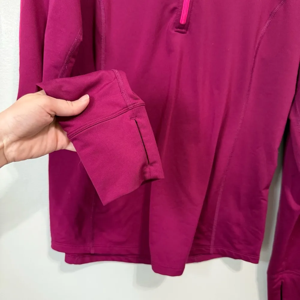 Nike Dri Fit Pink Half Zip Pullover Long Sleeve Size Medium - Image 2