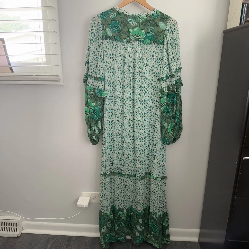 Spell & The Gypsy Medium Winona Maxi Dress Ivy Green Peasant Gypsy Original - Image 5