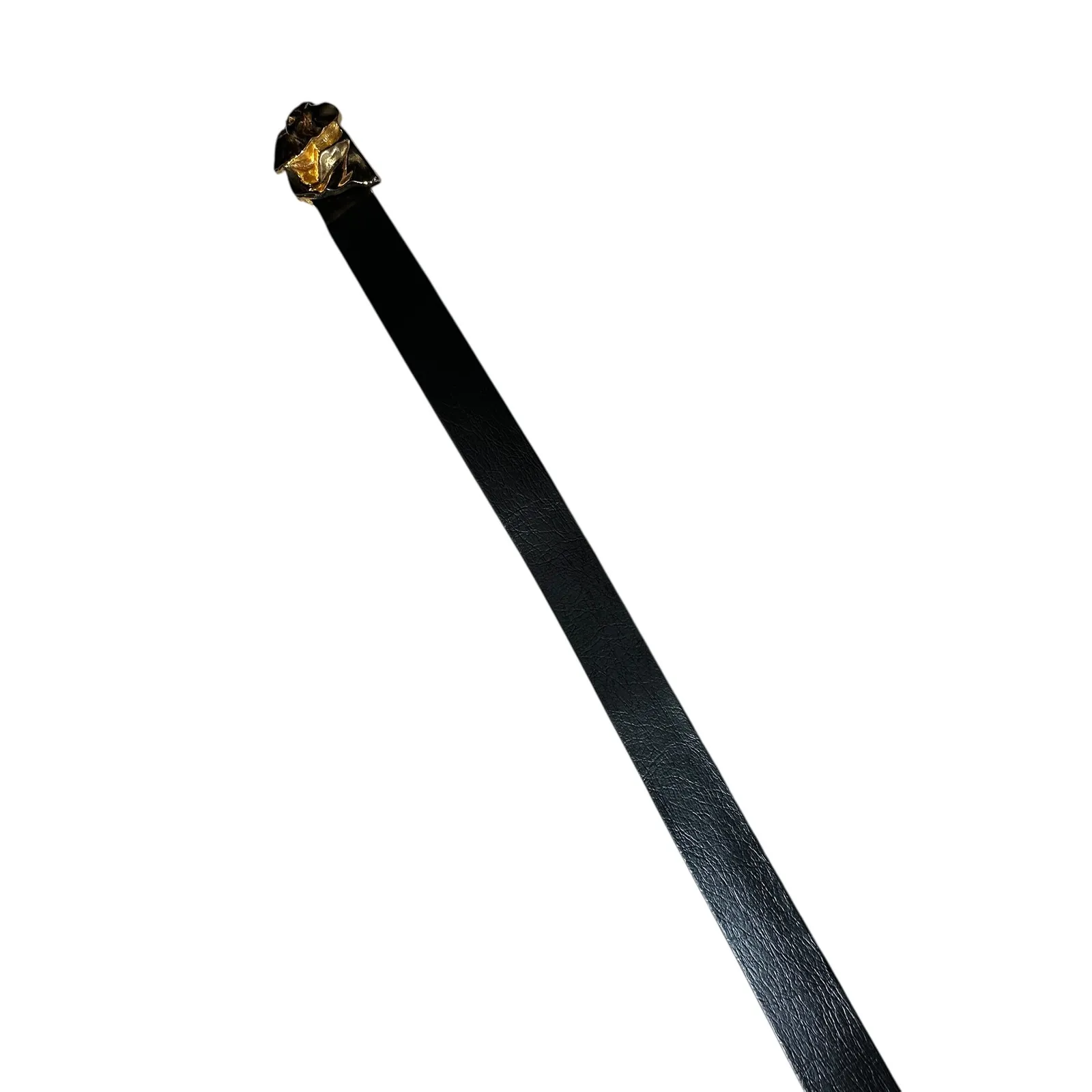 VTG Mimi Di N Bow Belt 1986 Gold Interlocking Front Clasp Statement Belt Buckle Black - Image 8