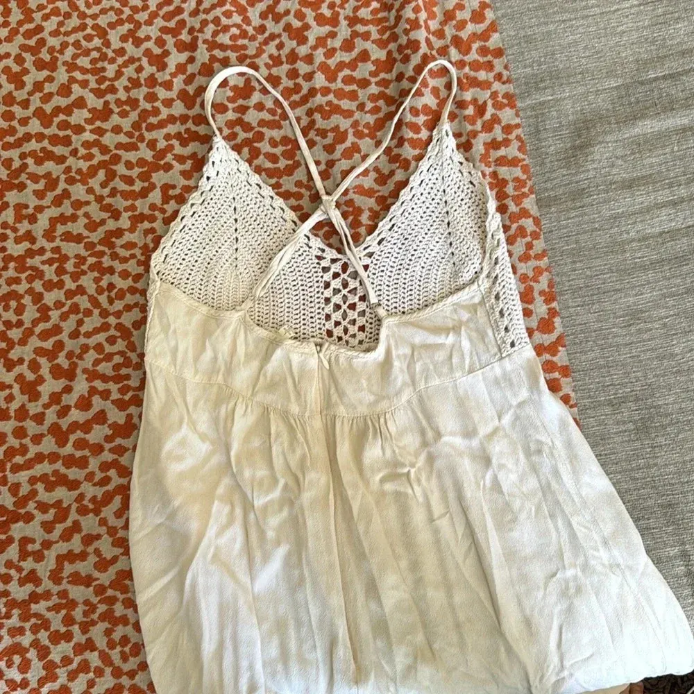 Ivory Long Maxi Dress Crochet Boho Chic Festival Beach Vacation Size large - Image 9