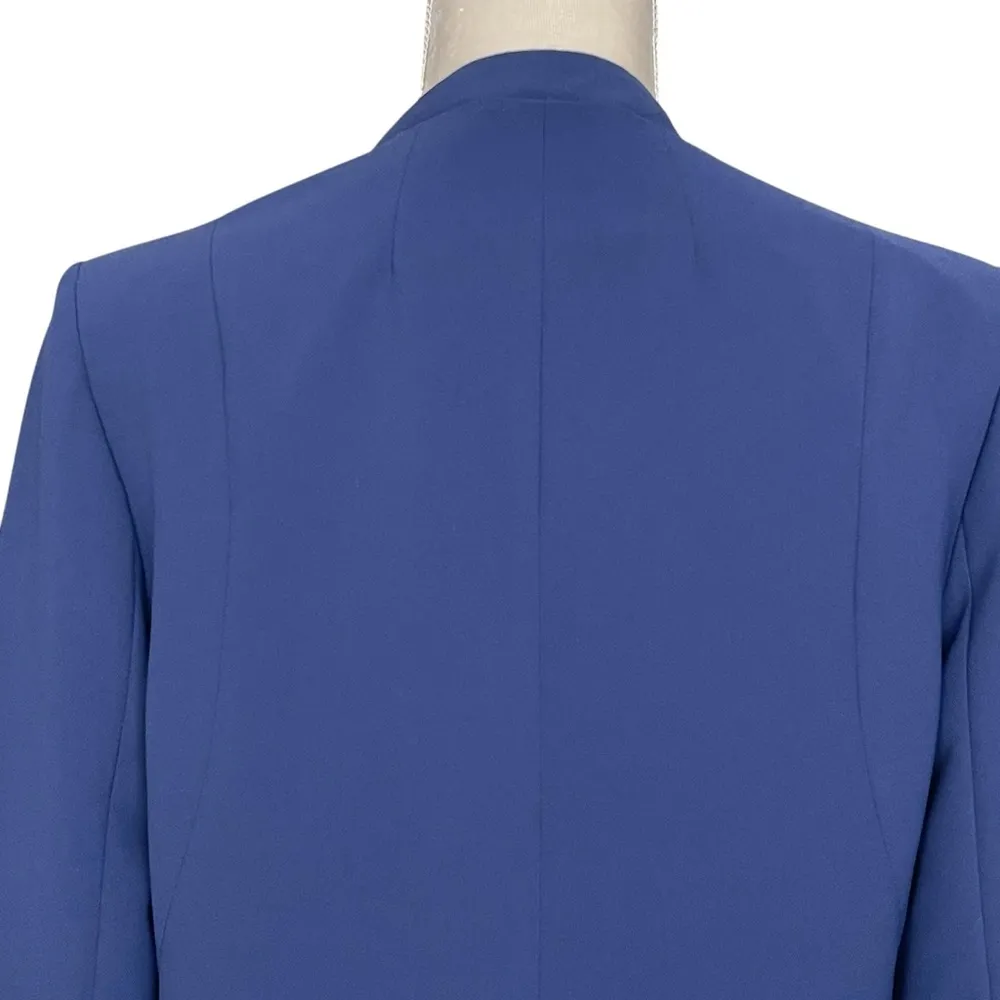 White House Black Market Navy Cropped Blazer Women's Size 6 Open Front Versatile - Image 5