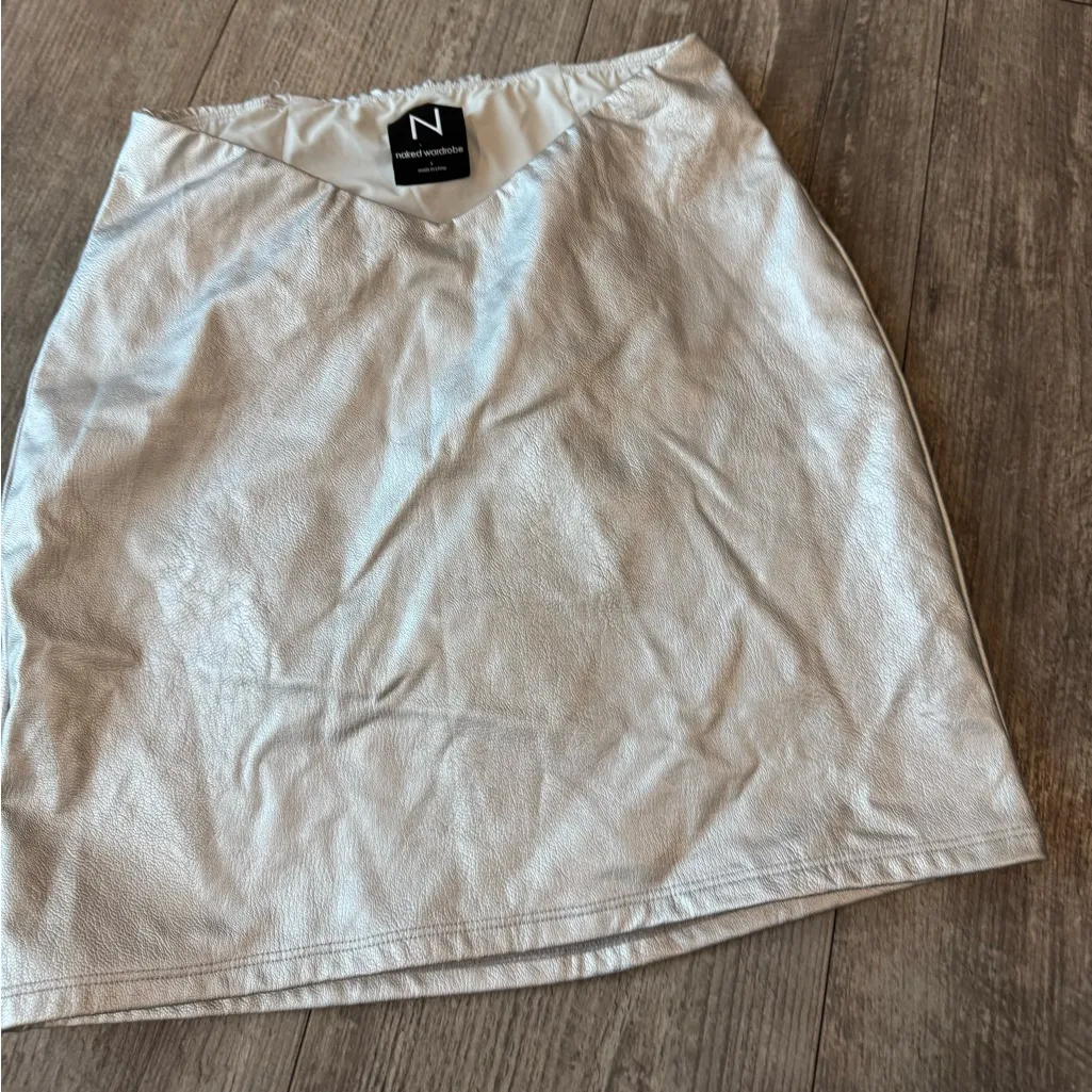 Naked Wardrobe Shimmering Silver Skirt - Image 5