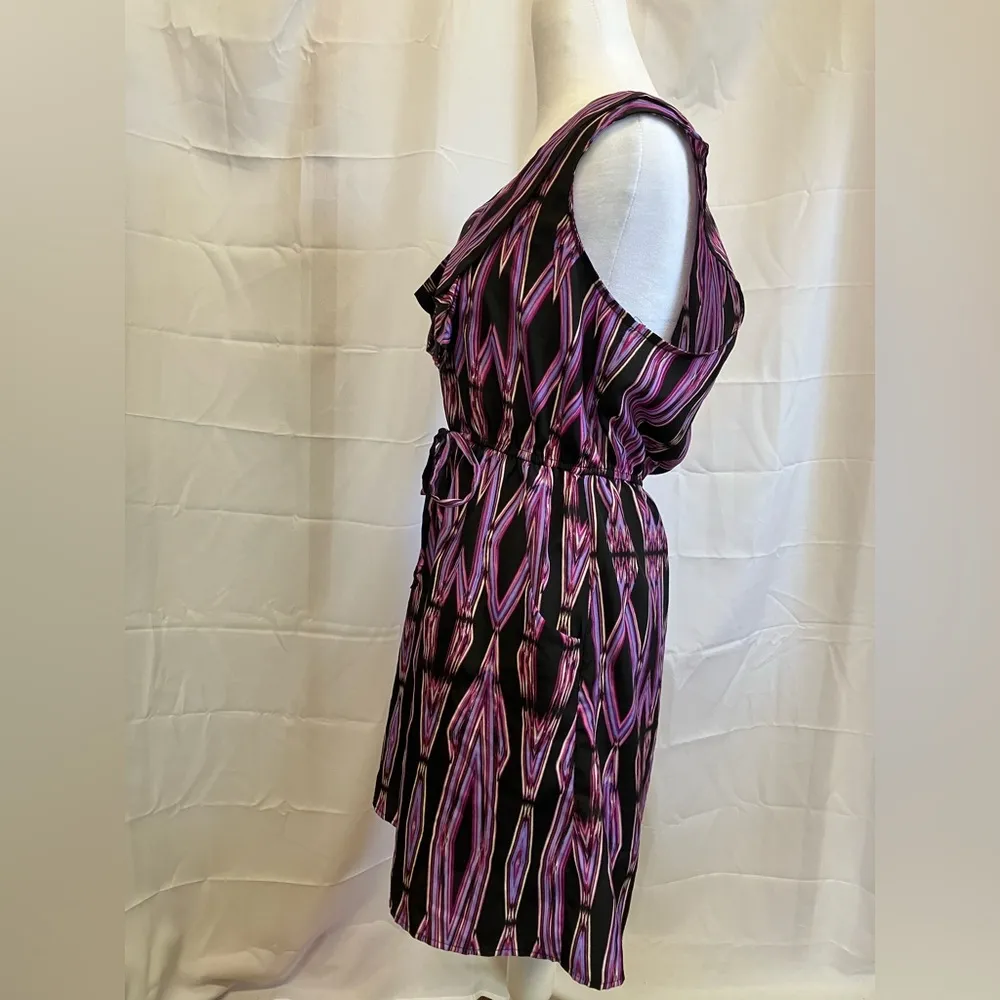 As U Wish Purple and Black Sleeveless V-Neck Midi Sundress - Image 4