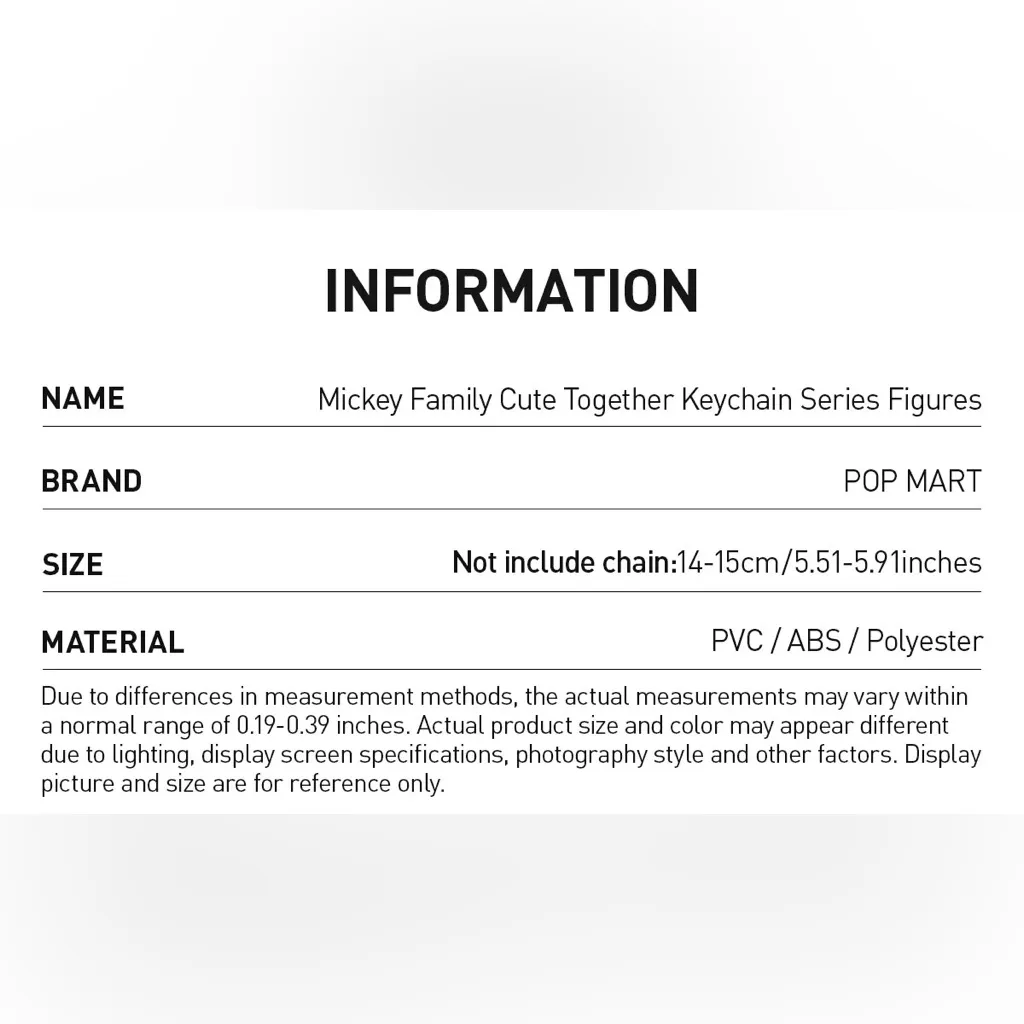 Pop Mart Disney Mickey Family Cute Together Minnie Plush Pendant Keychain Black - Image 5