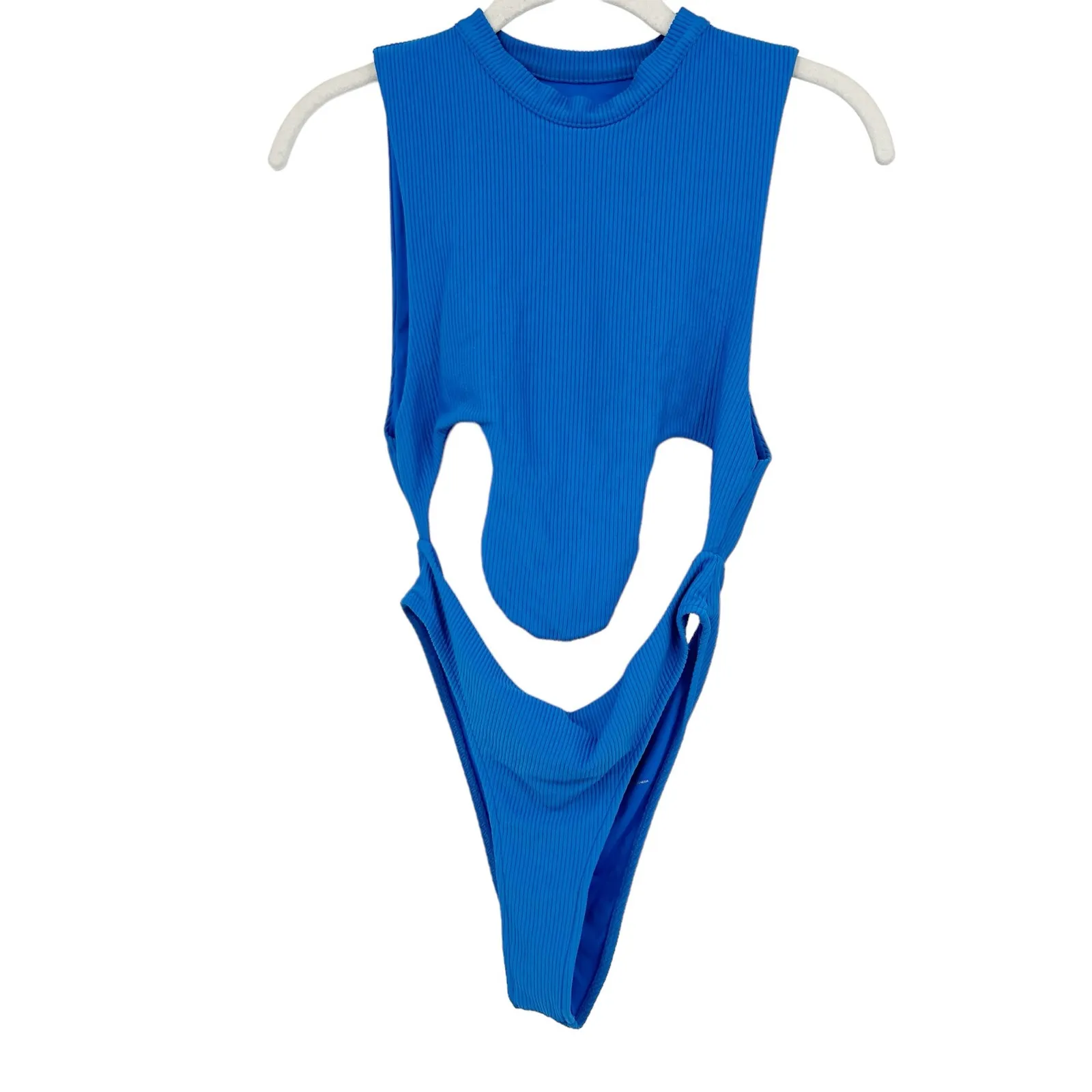 Frankies Bikinis Womens Blake Tie‎ Front Ribbed One Piece Swimsuit Size S Blue - Image 3