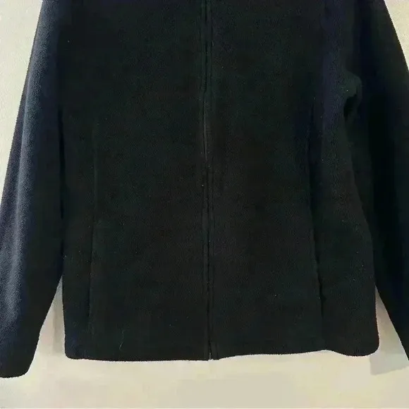 Vintage L.L. Bean Sherpa Fleece Sweater Zip Up Womens Size Large Black‎ Black - Image 5
