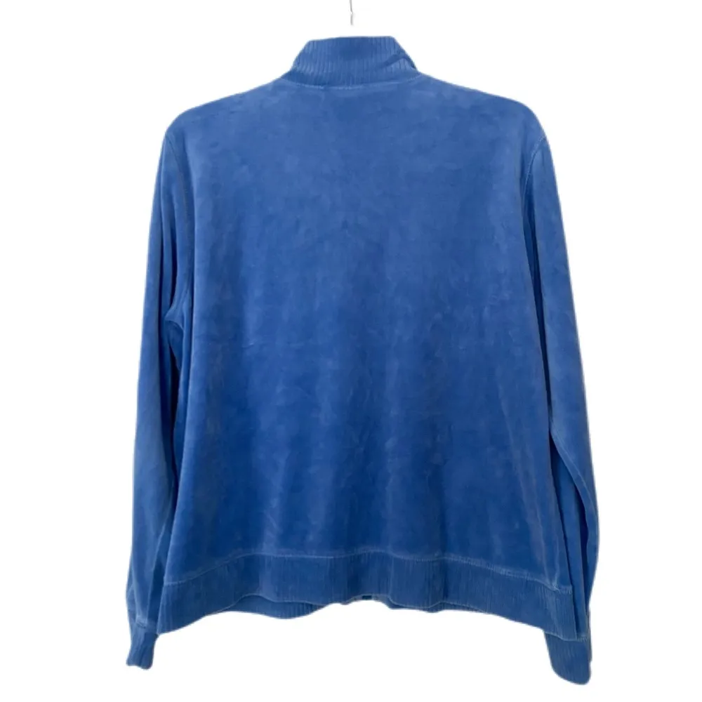 Pappagallo Velour Jacket Normcore Classic Casual, Minimalist, Sporty, Athleisure Blue Size L - Image 2