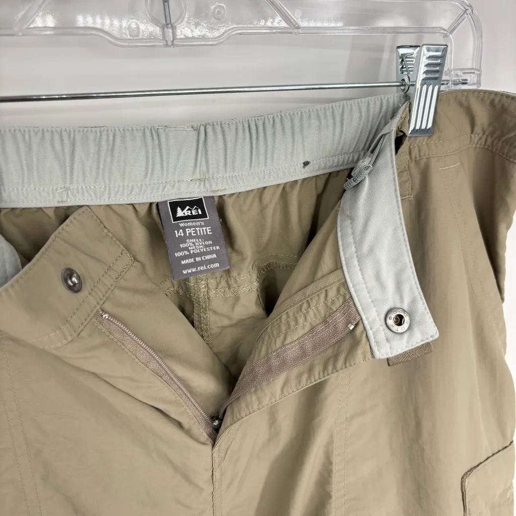 REI Convertible Hiking Pants Zip Off Size 14 Petite Khaki Tan - Image 8