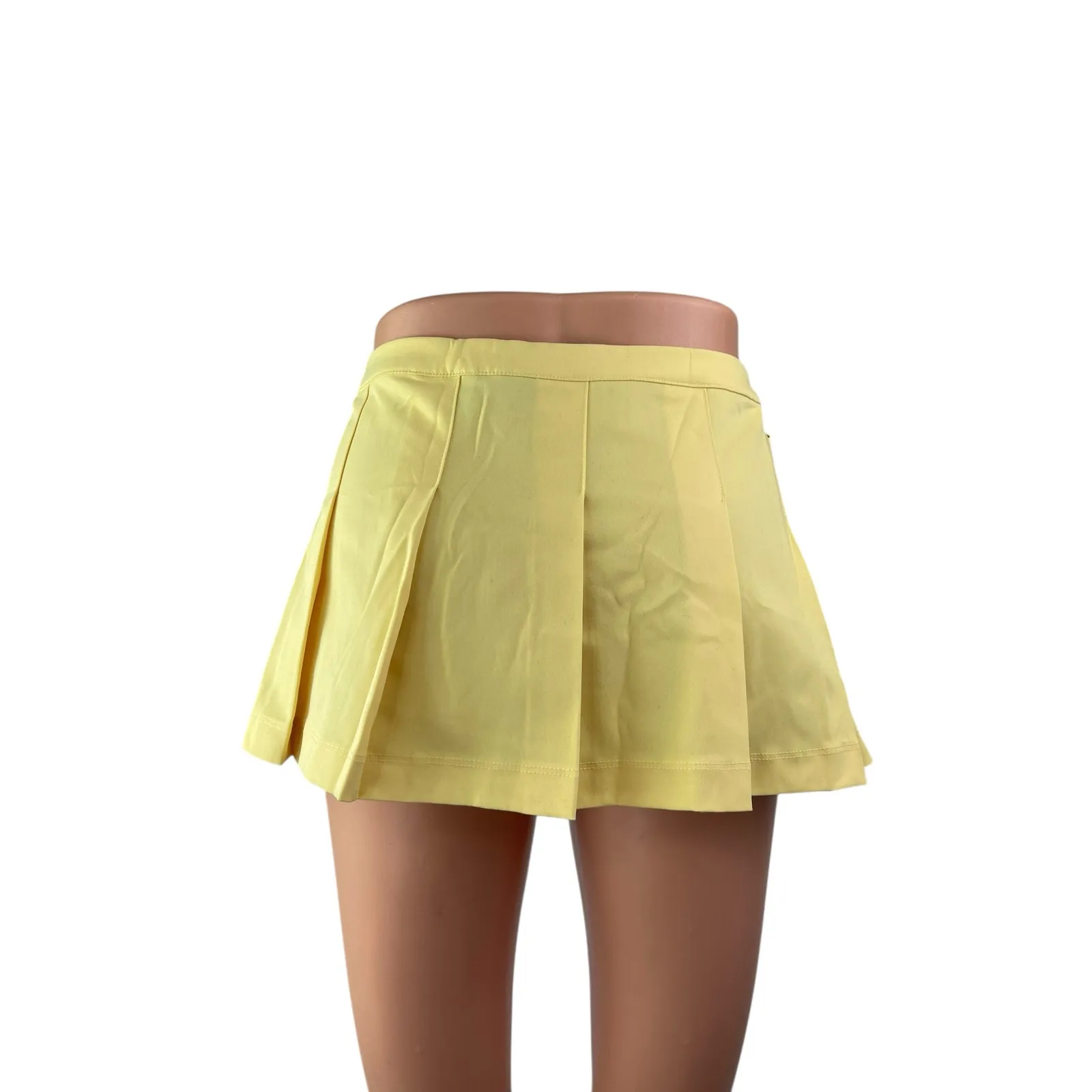 Fila x Hailey Women's Yellow Mid Waist Pleated Golf Tennis Mini A Line Skirt 4 - Image 3