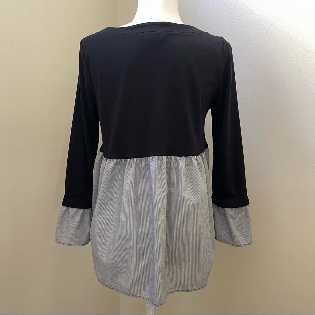 LOFT Mixed Media Bell Sleeve Knit Top (black) - XS - Image 4