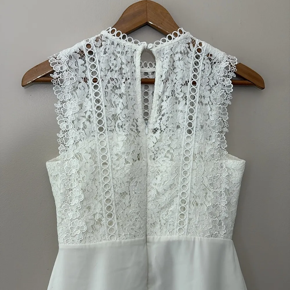 HEARTLOOM Cammie Sleeveless Lace Mini Dress Tulip Hem Eggshell White Size Small - Image 8