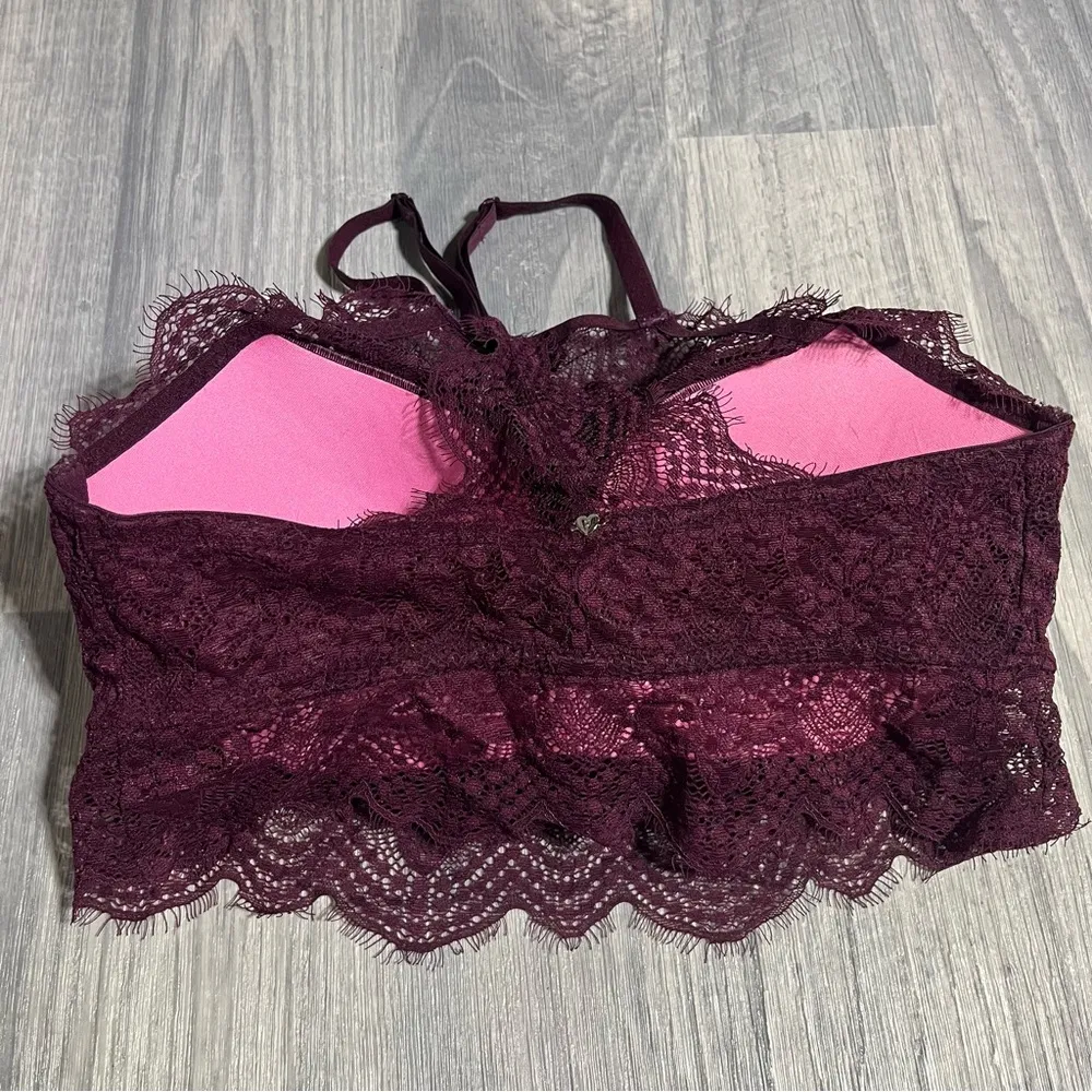 PINK Victoria’s Secret Burgundy Red High Mock Bra; D/DD Women’s - Image 4