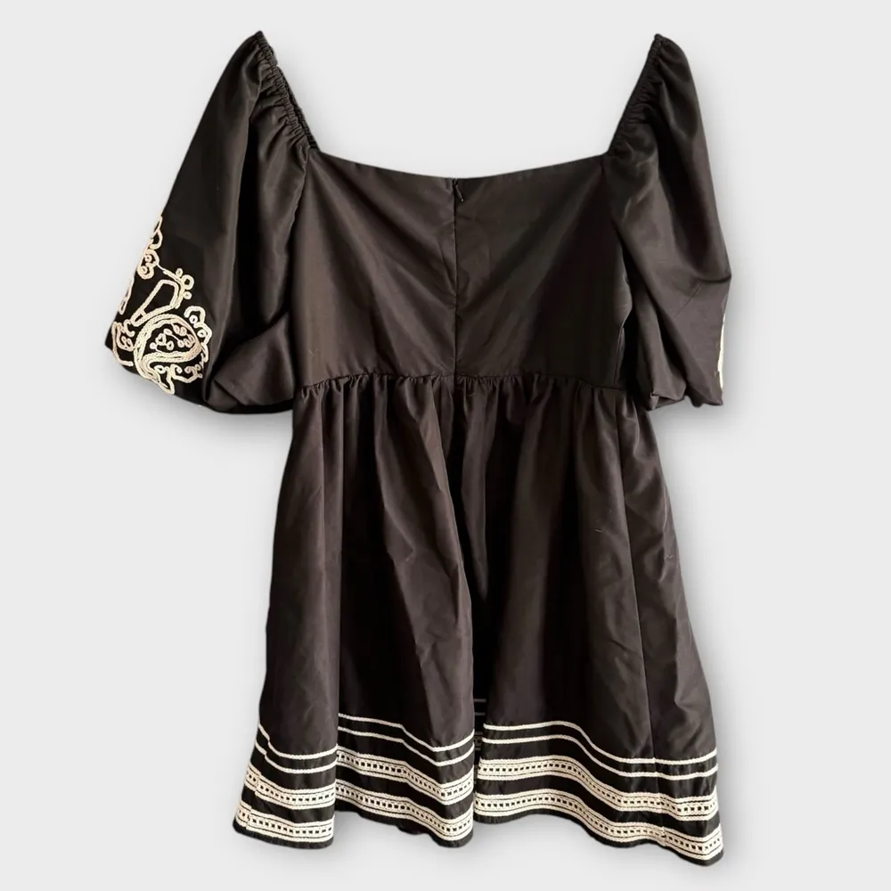NWT She + Sky Isla Black Embroidered Puff Sleeve Dress - Image 8