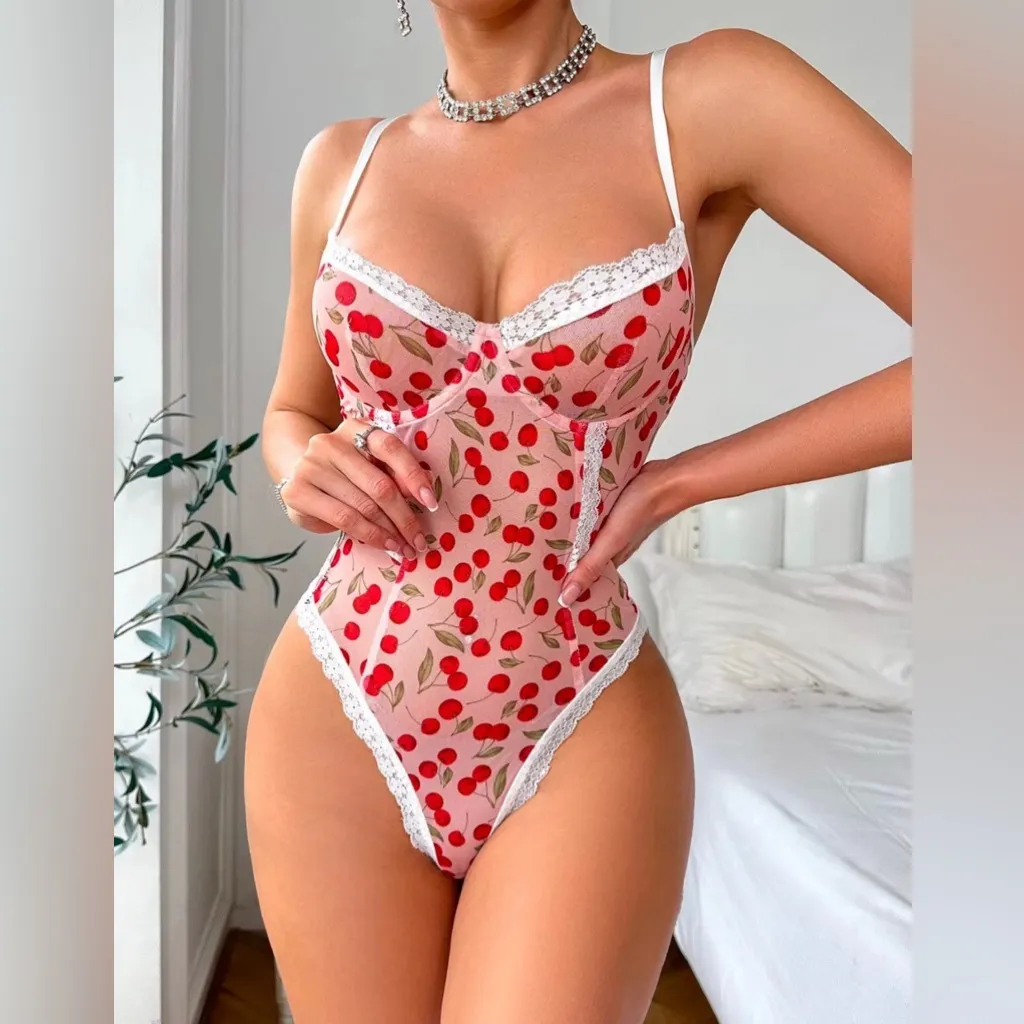 NWT Victoria's Secret For Love & Lemons Perrie Teddy w/Cherries Valentines Day M - Image 8