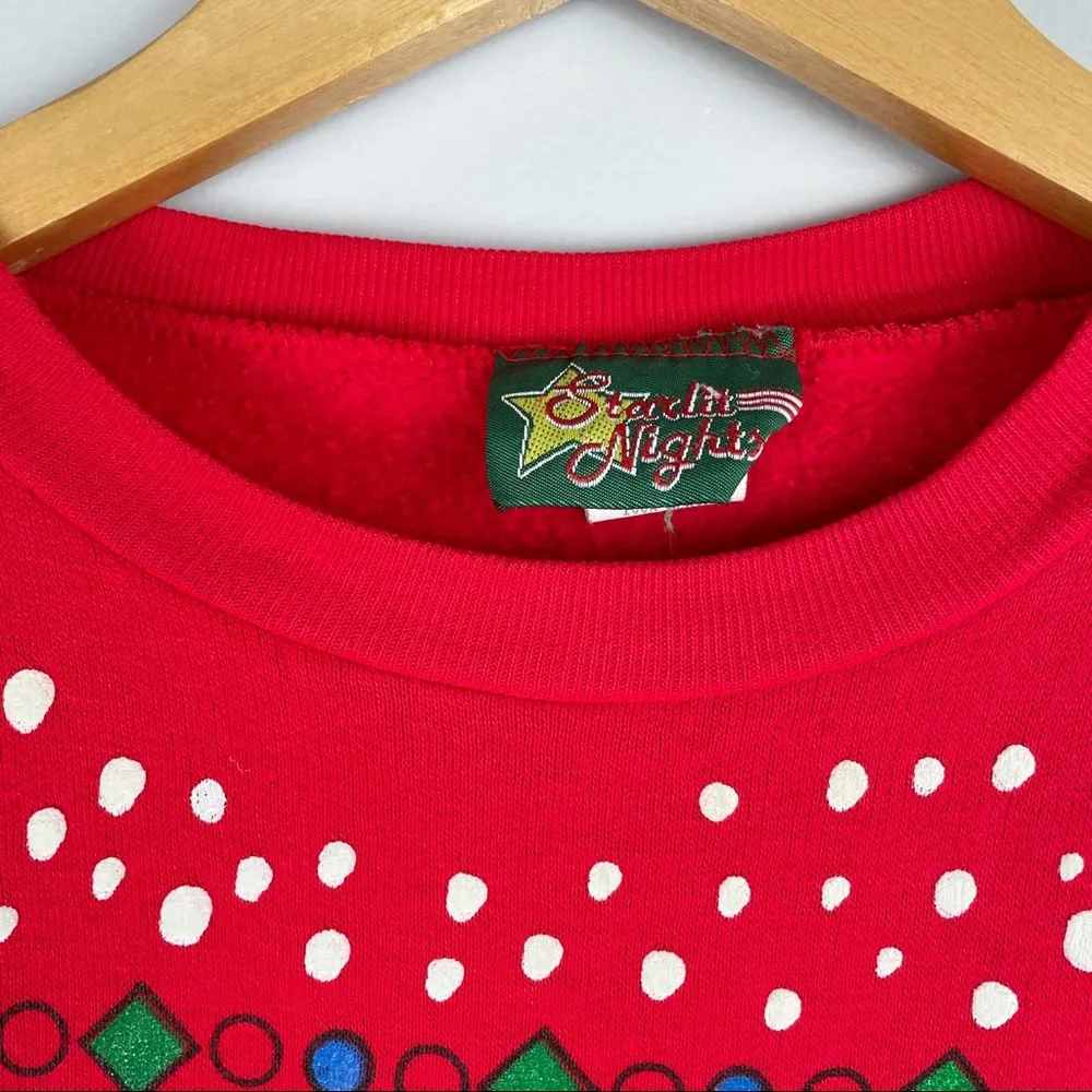 Vintage Christmas Sweater Tunic Dress Snowmen Red Size undefined - Image 5