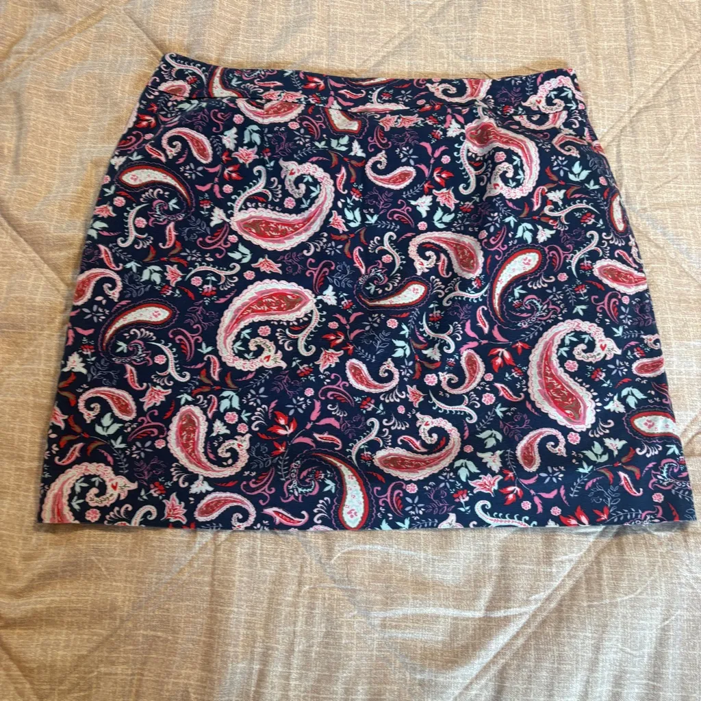 Talbots Women’s 16 Blue Pink Paisley Garden Boho Pencil Skirt Stretch Coquette - Image 8
