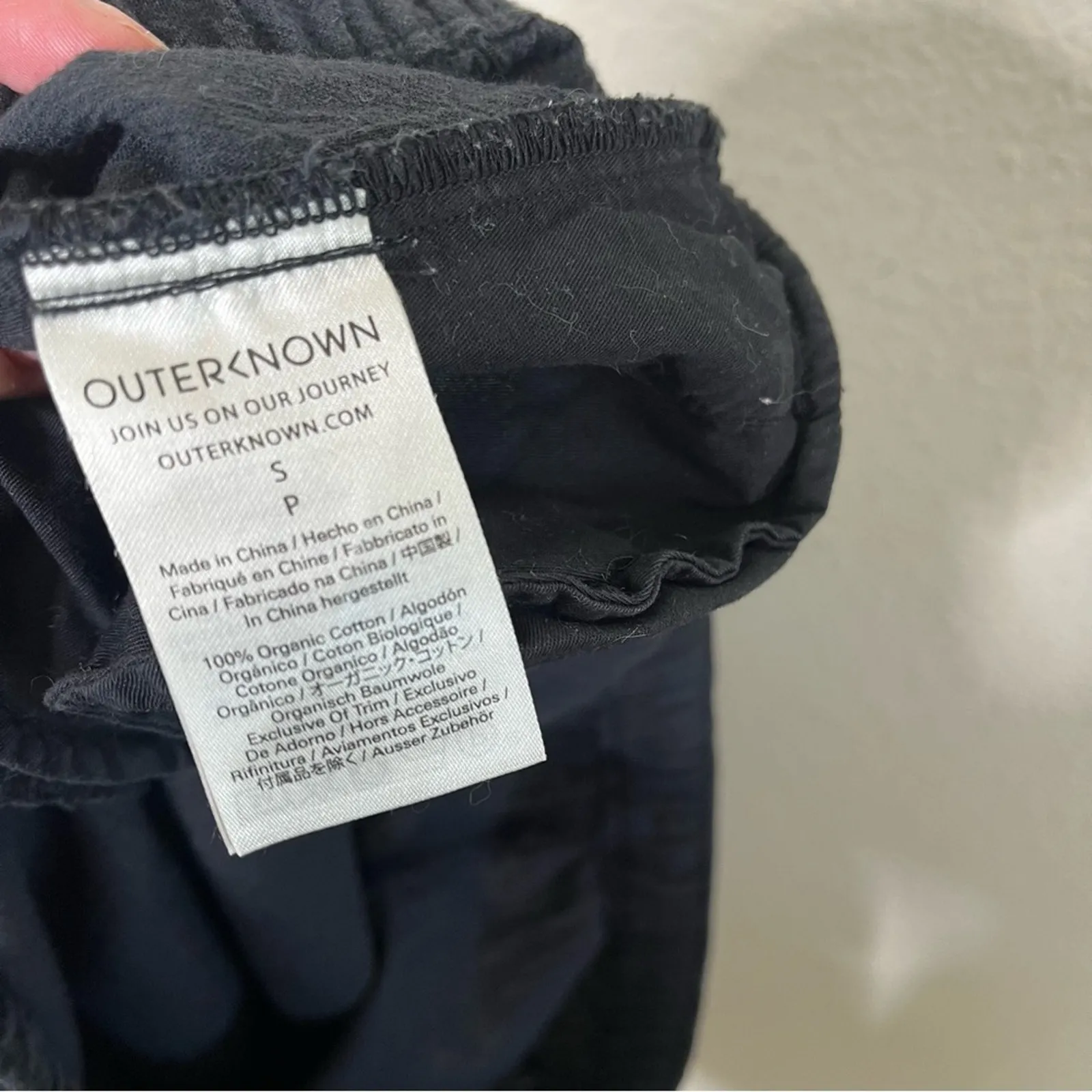 Outerknown Sol Beach Organic Cotton Relaxed Tapered Pants Black Womens Size S - Image 5