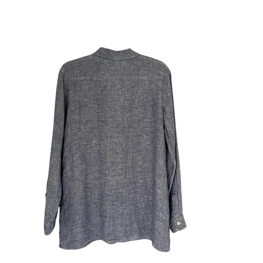 CP Shades Linen Split Neck Tunic Top Womens Size XS Beach Lagenlook Minimalist - Image 5