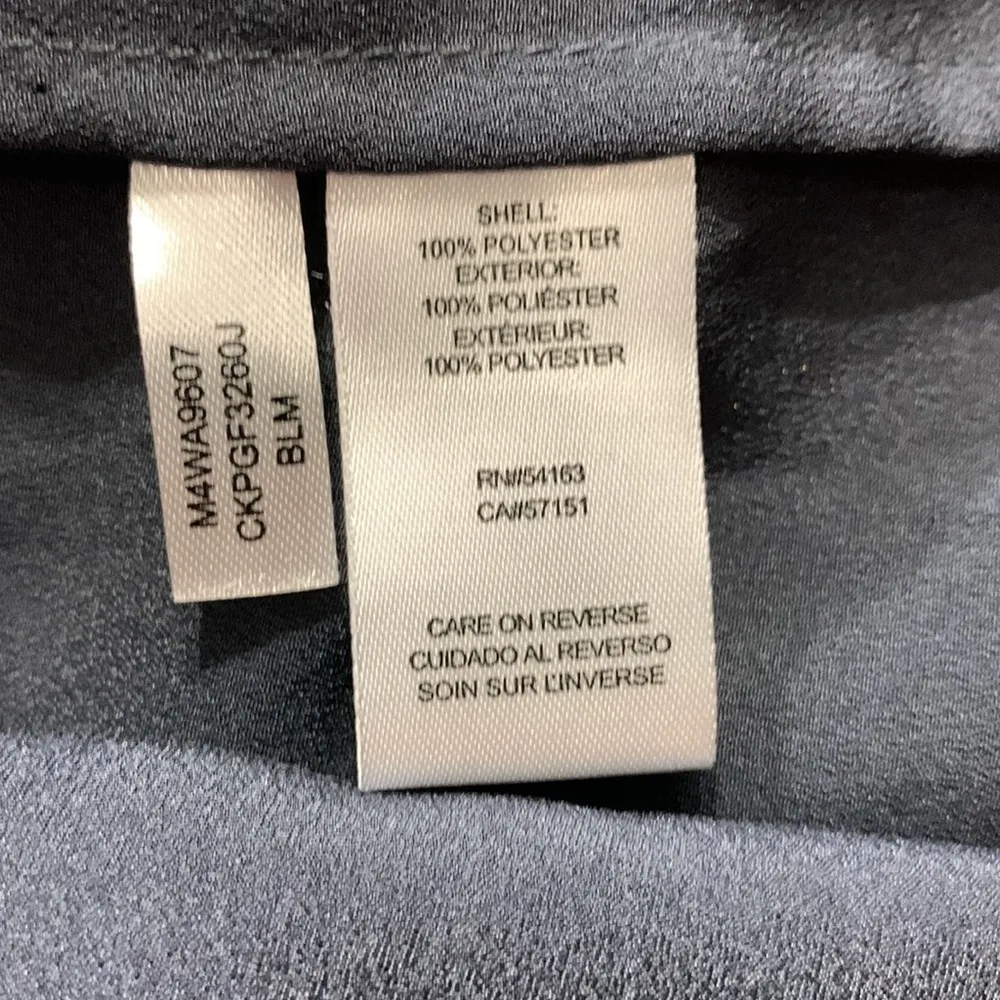 Calvin Klein Gray/Blue Long Sleeve Front Lace Up Sheer Dress Shirt Large - Image 9