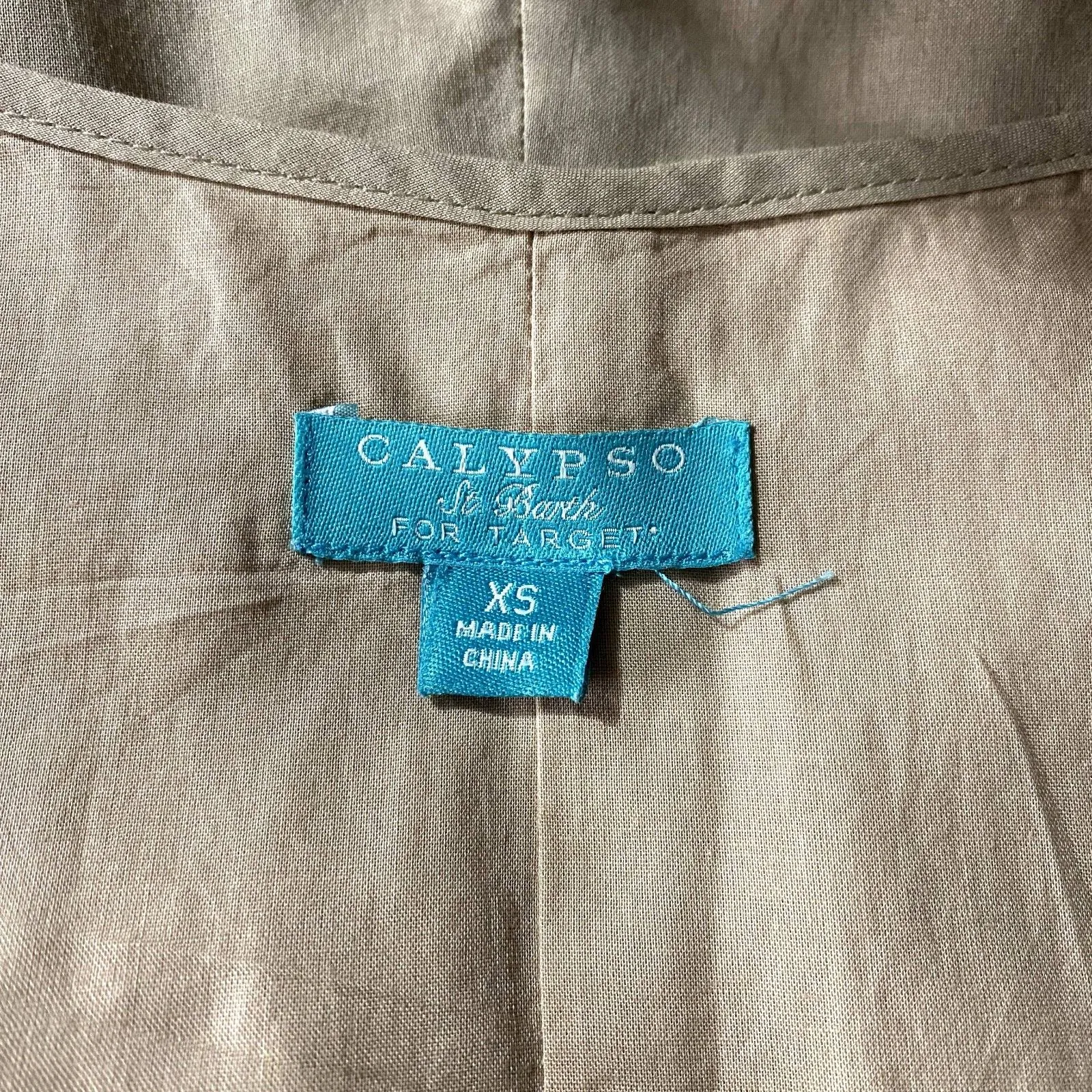 Calypso St. Barth for Target Shift Dress Tan Beaded Neckline‎ Size XS (No Belt) - Image 5