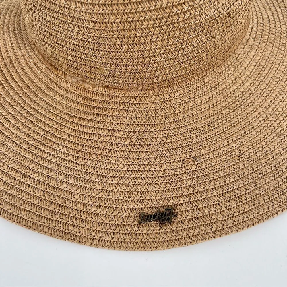 Lucky 7 Straw‎ Paper Large brim Sun Beach Hat Tan - Image 2