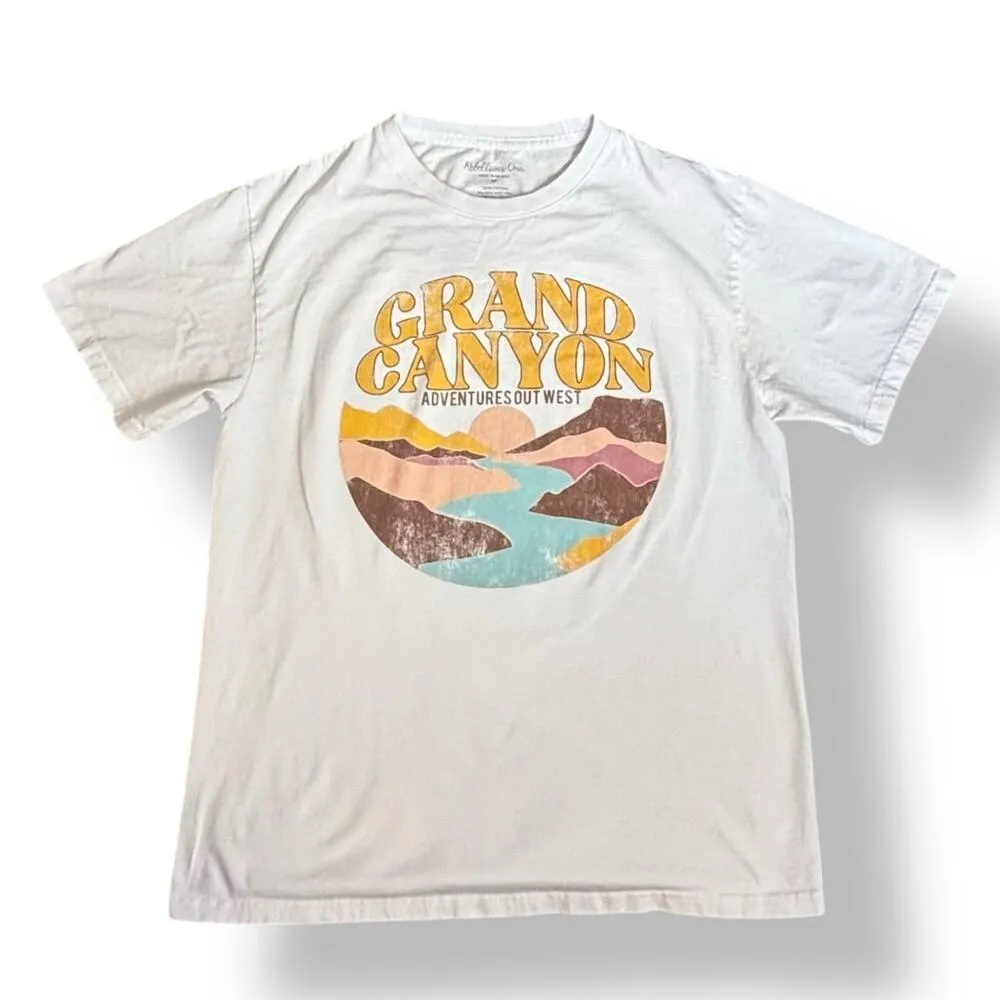Rebellious One Grand Canyon Graphic Tee Shirt Medium Retro Desert Print Crewneck White - Image 6