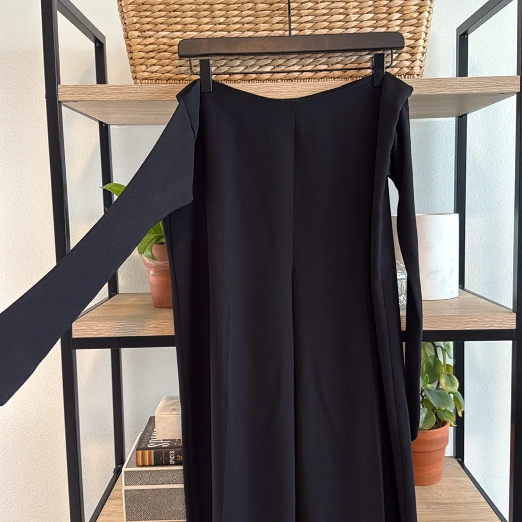 Express High-Rise Black Cropped Culottes w/Self Belt Woven Career Dress Pant, 12 - Image 4