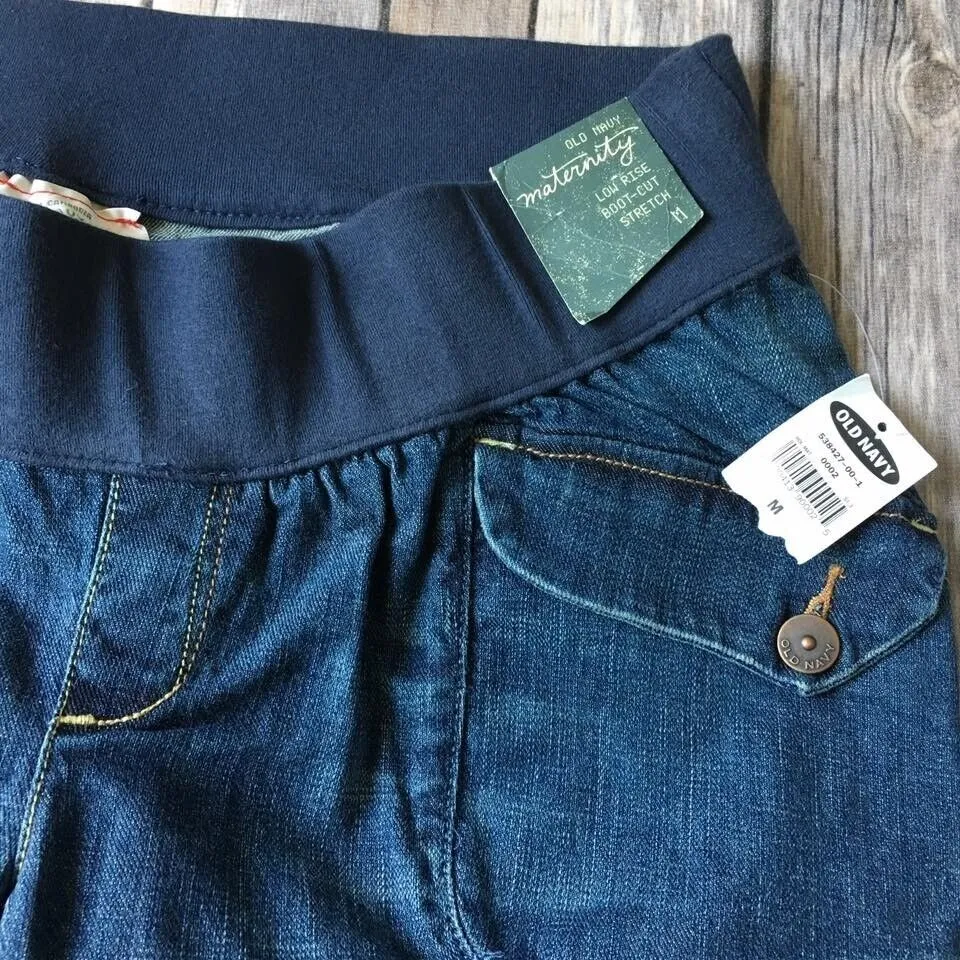 New Old‎ Navy Maternity Bootcut Jeans Women M 8 10 Y2K Wide Leg Low Front Panel - Image 3