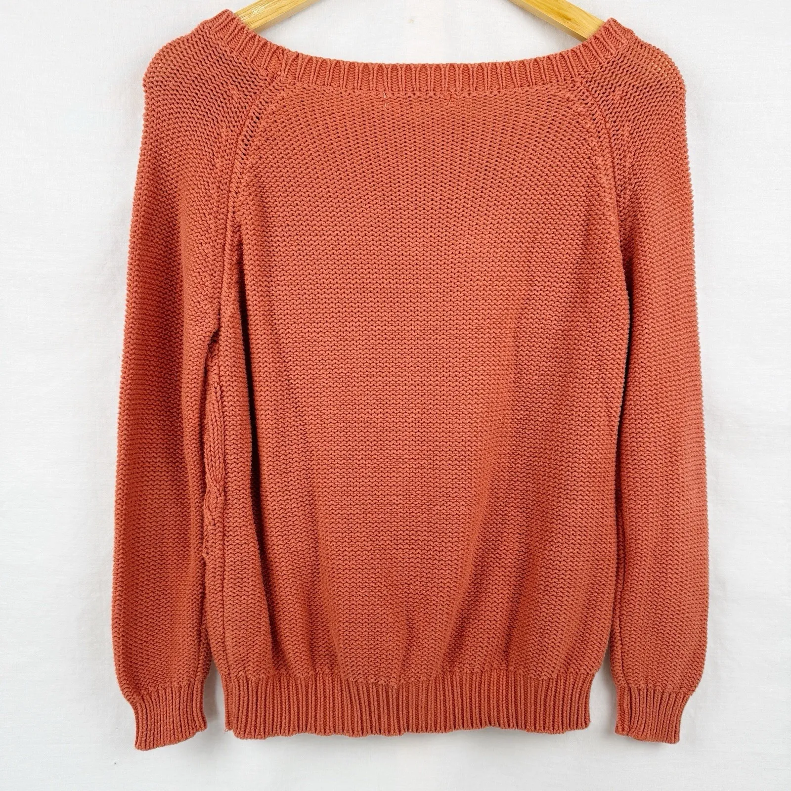 Umgee USA Women's Small Burnt Orange Cable Knit Pullover Sweater Long Sleeve Size 4 - Image 3