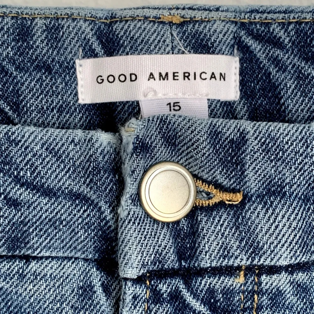 NWT Good American Good Icon Distressed Straight Jeans in Indigo159 - Image 6