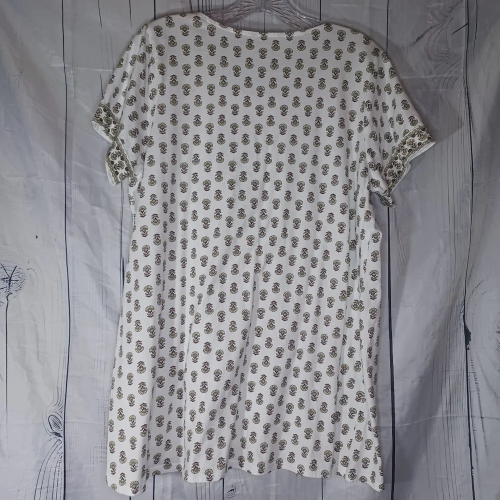 Pure J.JILL 100% Pima Cotton White and Gold Patterned Women's Top Black Size M - Image 9