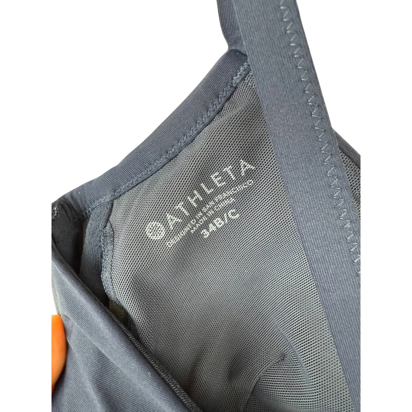 Athleta Swim Bikini Top Removable Cups Navy Blue Adjustable Beach Summer - 34B/C - Image 3