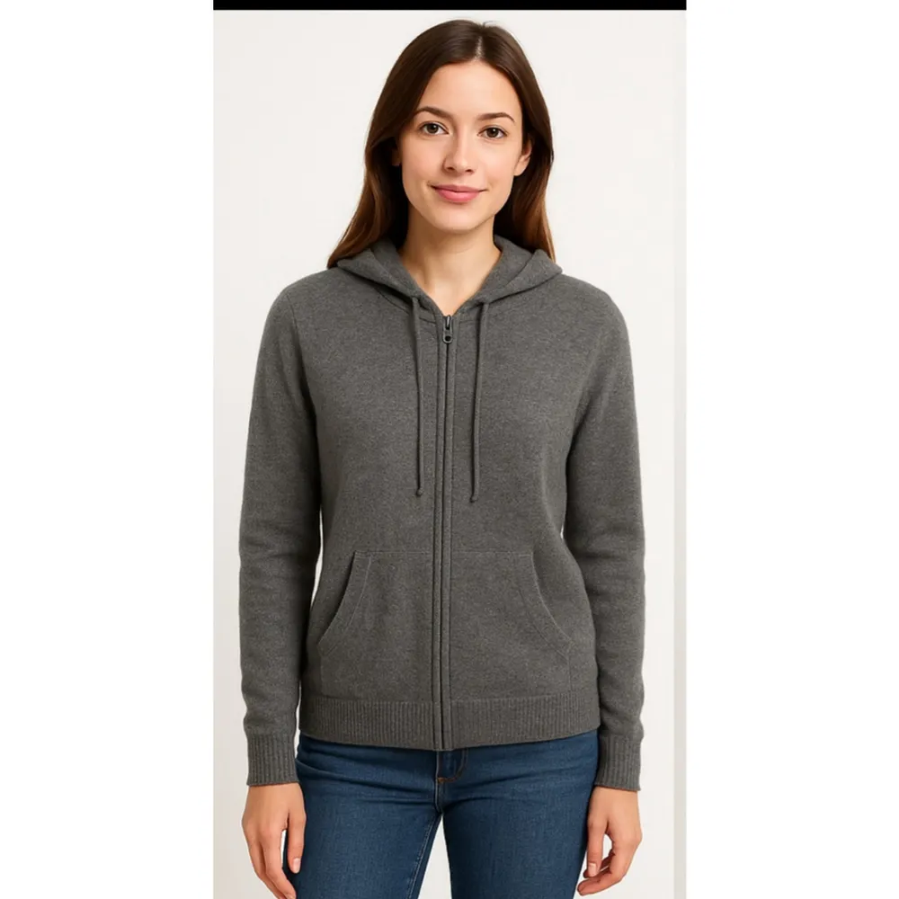Vince Cashmere Full Zip Hoodie Dark Grey Women Small - Image 13