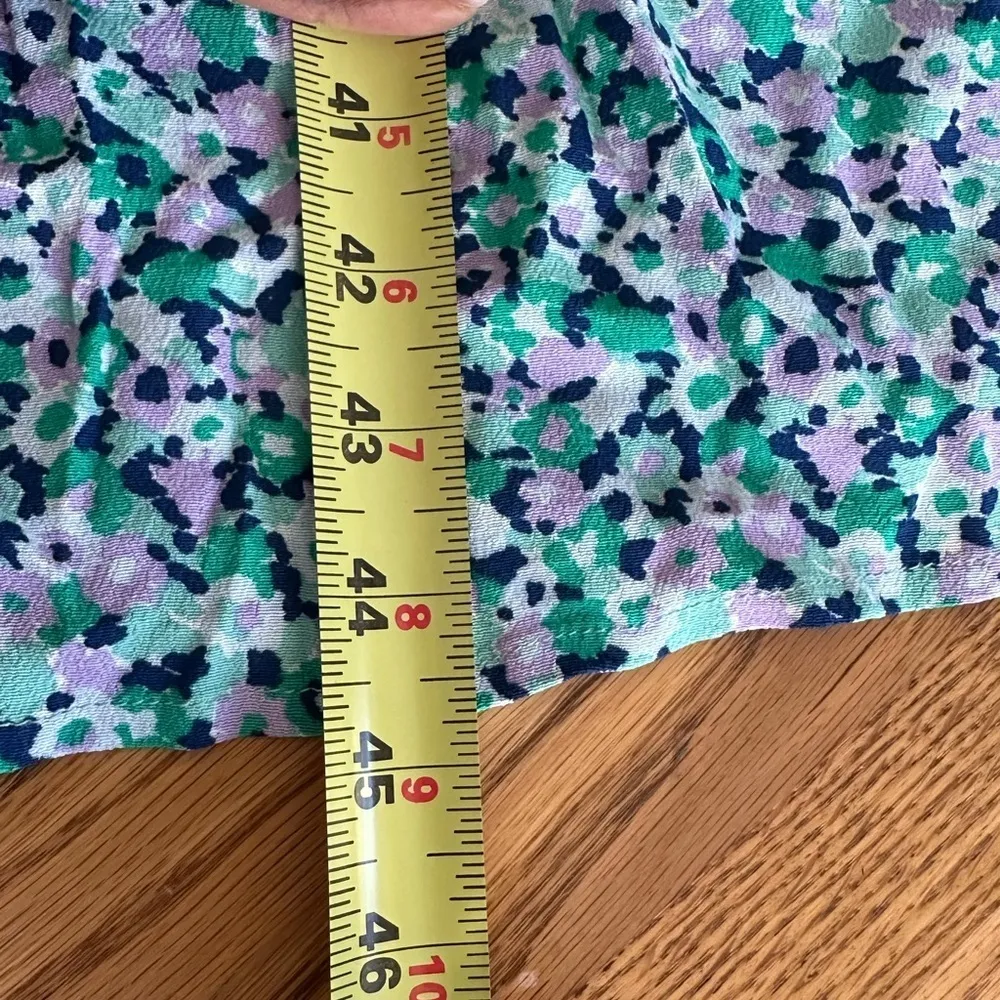 A New Day Purple Green Smocked Bodice Floral Print High Waist Sz S NWOT - Image 16