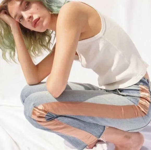 💕AMO💕 The Ribbon Loverboy Jean Indigo Adobe Ribbon 32 100% Cotton Button Fly Blue - Image 2