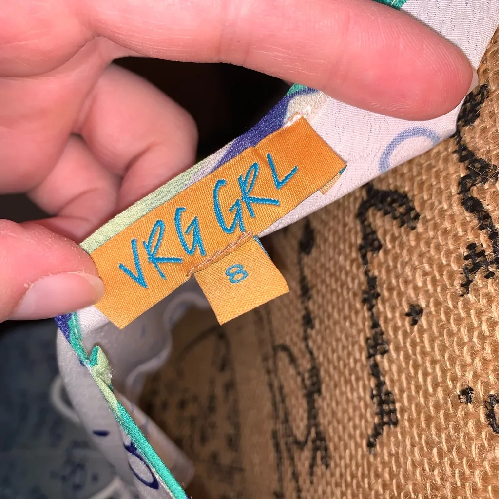 VRG GRL Ditsy Floral White Mod Slip Dress Green Flutter Shoulder Midi Dress 8 - Image 12