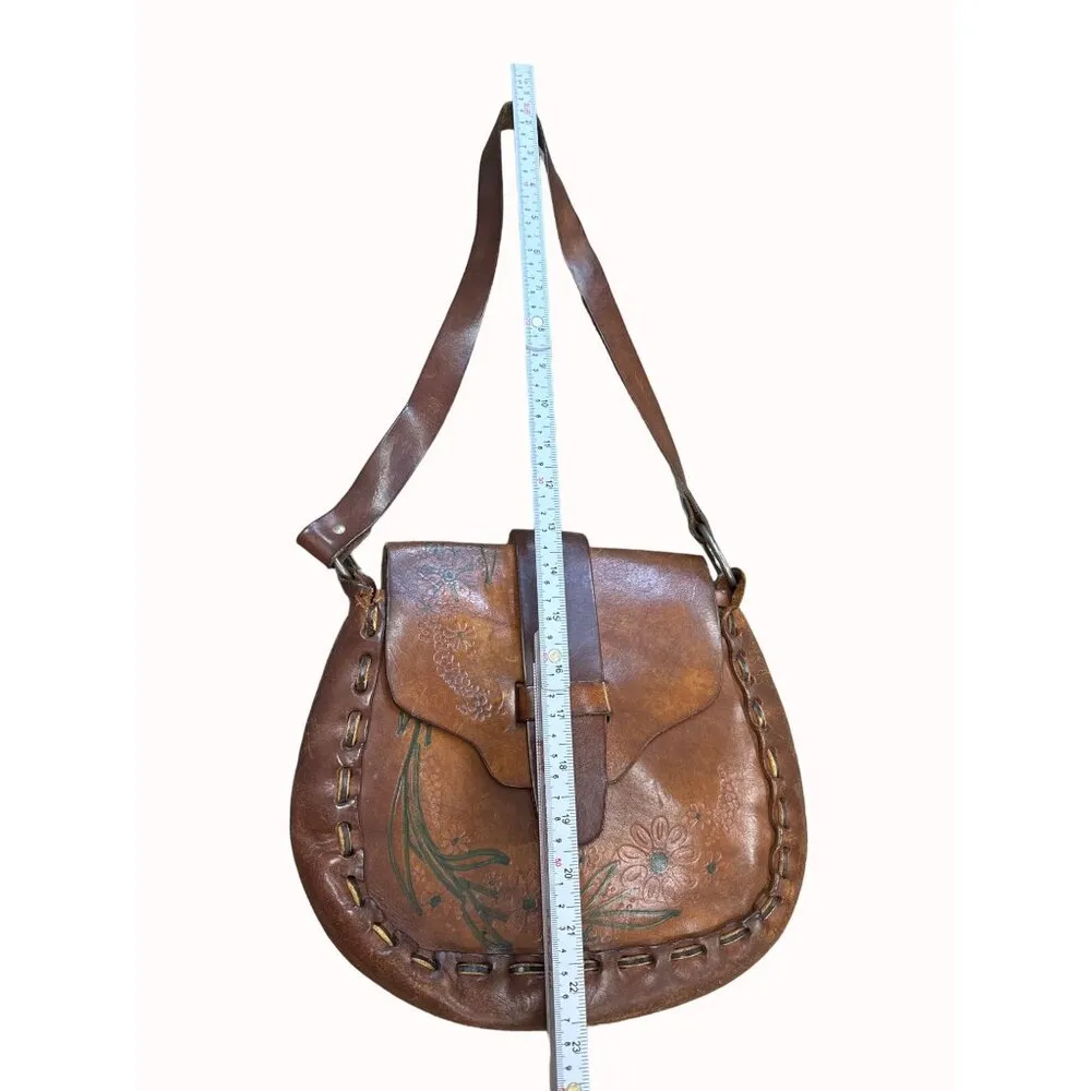 VIntage Hand Made womens leather shoulder bag size 10x10.5 SKU 6652 Brown - Image 6