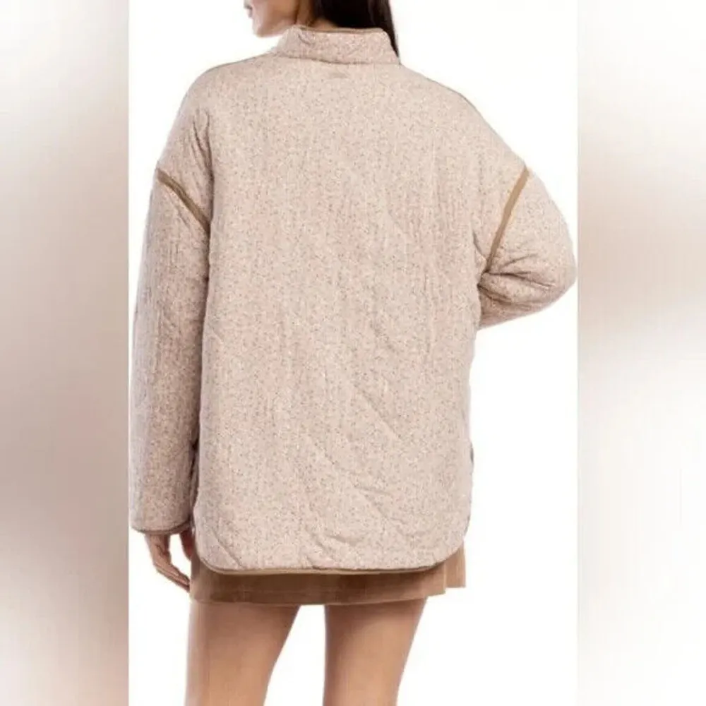 NEW Blank NYC Quilted Reversible Floral Jacket Women's Cream Tan Size Large - Image 3