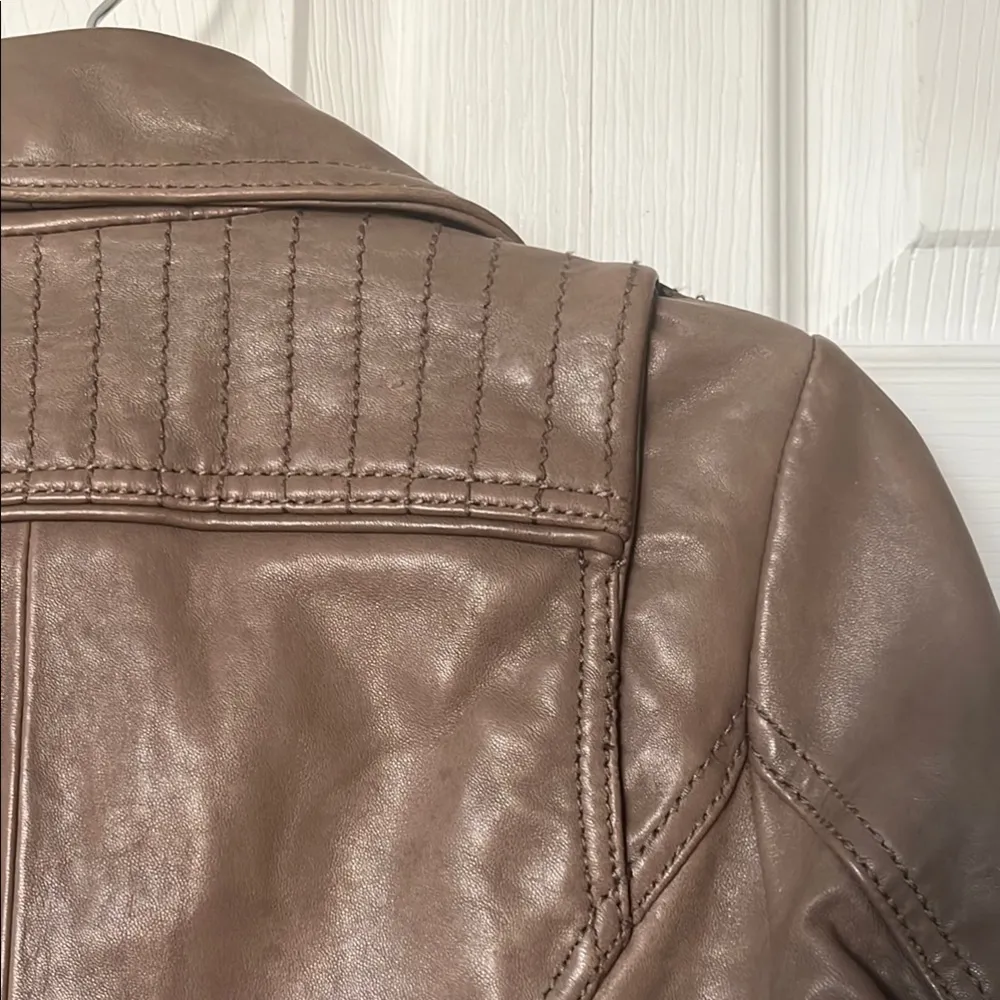 Michael Kors | Brown Leather Jacket Moto XS - Image 10