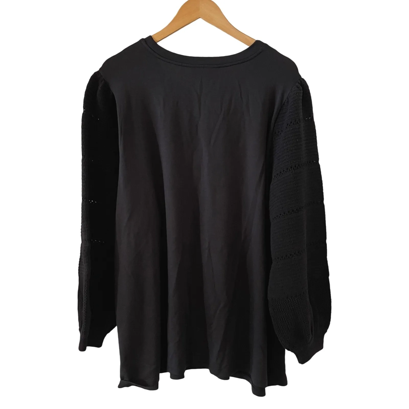Lane Bryant Black Puff Sleeve Knit Detail Top Women's Plus Size 26/28 - Image 3